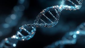 Sparkling blue DNA double helix