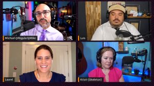 Four participants in The Singularity Lab podcast video conversation
